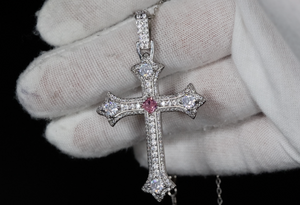 Silver Diamond Cross Pendant and Necklace | Cross Chain for Men | Iced Out Cross Pendant