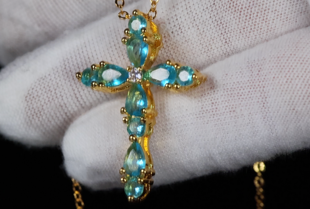 Blue Diamond Cross Pendant | Green Diamond Cross Pendant