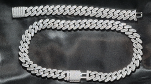 Baguette Diamond Cuban Link Chain | Silver Iced Out Chain | Mens Cuban Hip Hop Chain