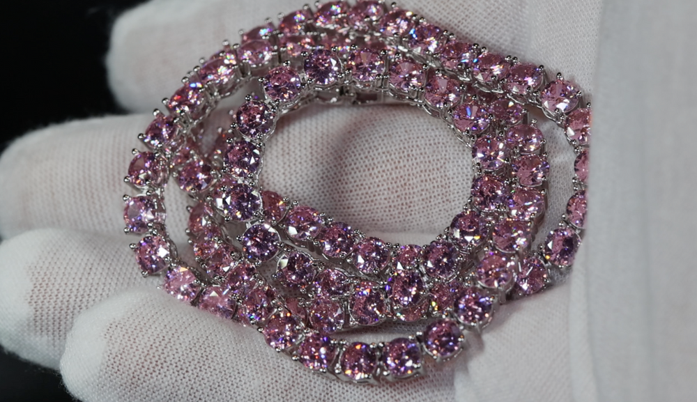 Pink Diamond Tennis Necklace