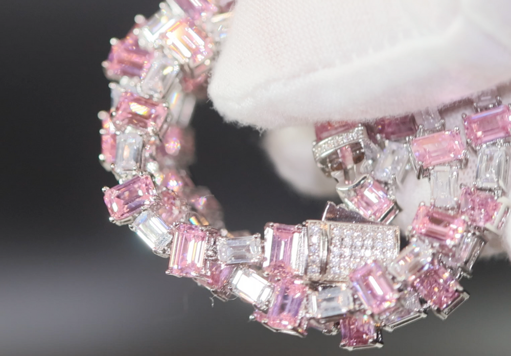 Womens | Pink Diamond Necklace | Pink Tennis Chain | Womens Necklace ...