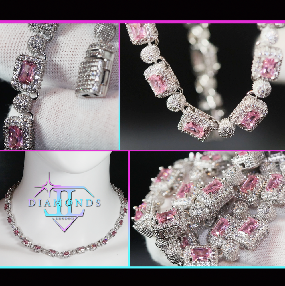 Pink Diamond Tennis Necklace