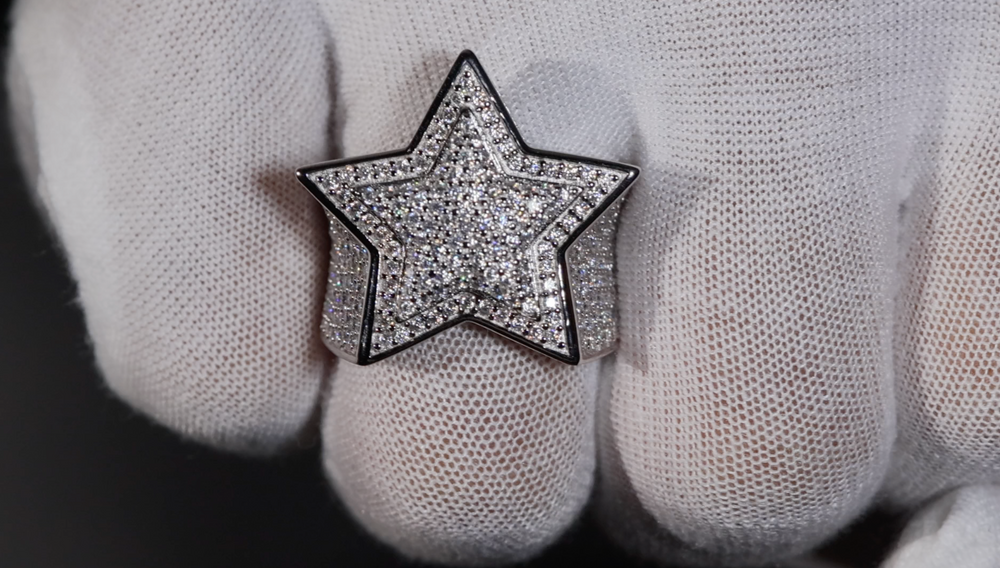 hip hop moissanite diamond star ring