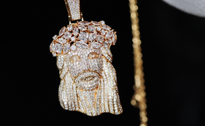 Iced out jesus head pendant