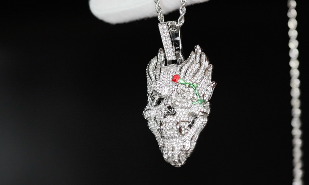 Iced Out Skull Pendant | Iced Out Pendant | Hip Hop Jewellery | Diamond Skull Pendant