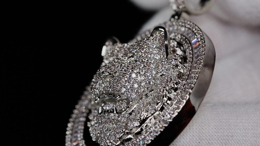 Iced Out Lion Pendant | Baguette Diamond Lion Pendant | Baguette Iced Out Pendant