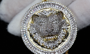 Iced Out Lion Pendant | Baguette Diamond Lion Pendant | Baguette Iced Out Pendant