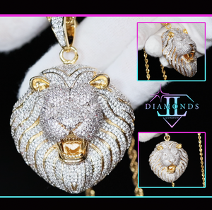 Diamond lion head pendant