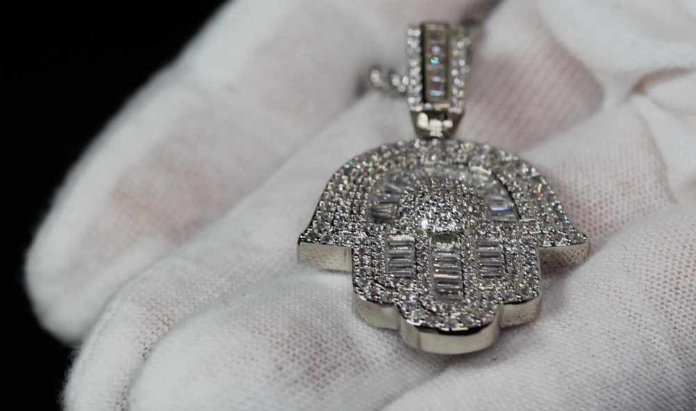 Hamsa Pendant | Diamond Hand Pendant | Muslim Pendant | Hip Hop Iced Pendants