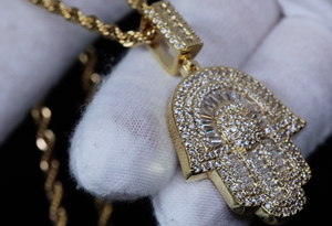 Hamsa Pendant | Diamond Hand Pendant | Muslim Pendant | Hip Hop Iced Pendants