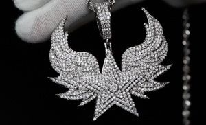 Angel Wings Necklace | Iced Out Star Necklace | Iced Out Star Pendant | Wings Pendant