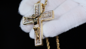 Gold iced out jesus cross, Mens diamond cross pendant, Iced out cross pendant