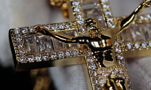 Gold iced out jesus cross, Mens diamond cross pendant, Iced out cross pendant