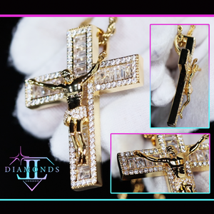 Gold iced out jesus cross