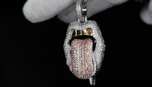 Iced Out Tongue Pendant | Baguette Pendant | Tongue Pendant | Hip hop Necklace | Iced Out Pendant