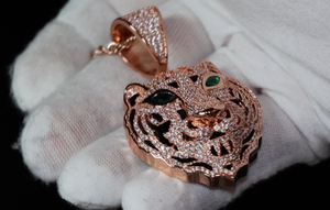 Iced Out Tiger Pendant | Diamond Tiger Pendant | Diamond Tiger Head Pendant