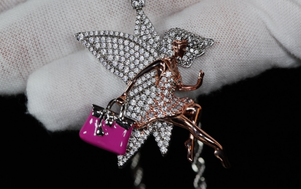 Womens Iced Out Pendant | Womens Hip Hop Pendant | Tinkerbell Pendant