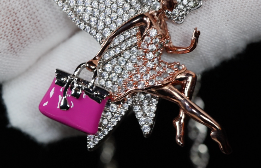 Womens Iced Out Pendant | Womens Hip Hop Pendant | Tinkerbell Pendant