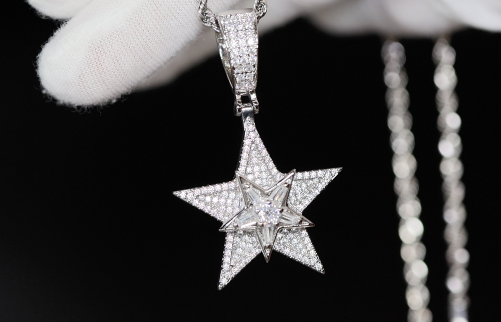 Iced Out Star Pendant | Hip Hop Star Pendant | Diamond Star Pendant