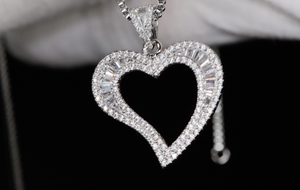 Womens Heart Pendant and Necklace | Silver Diamond Heart Pendant