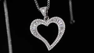 Womens Heart Pendant and Necklace | Silver Diamond Heart Pendant