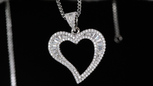 Womens Heart Pendant and Necklace | Silver Diamond Heart Pendant