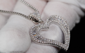 Womens Heart Pendant and Necklace | Silver Diamond Heart Pendant