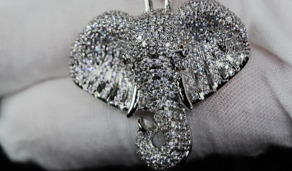 Elephant Diamond Pendant | Diamond Elephant Necklace | Elephant Head Pendant