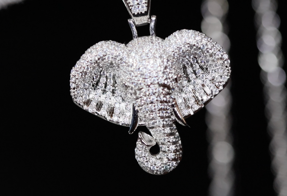 Elephant Diamond Pendant | Diamond Elephant Necklace | Elephant Head Pendant