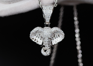 Elephant Diamond Pendant | Diamond Elephant Necklace | Elephant Head Pendant