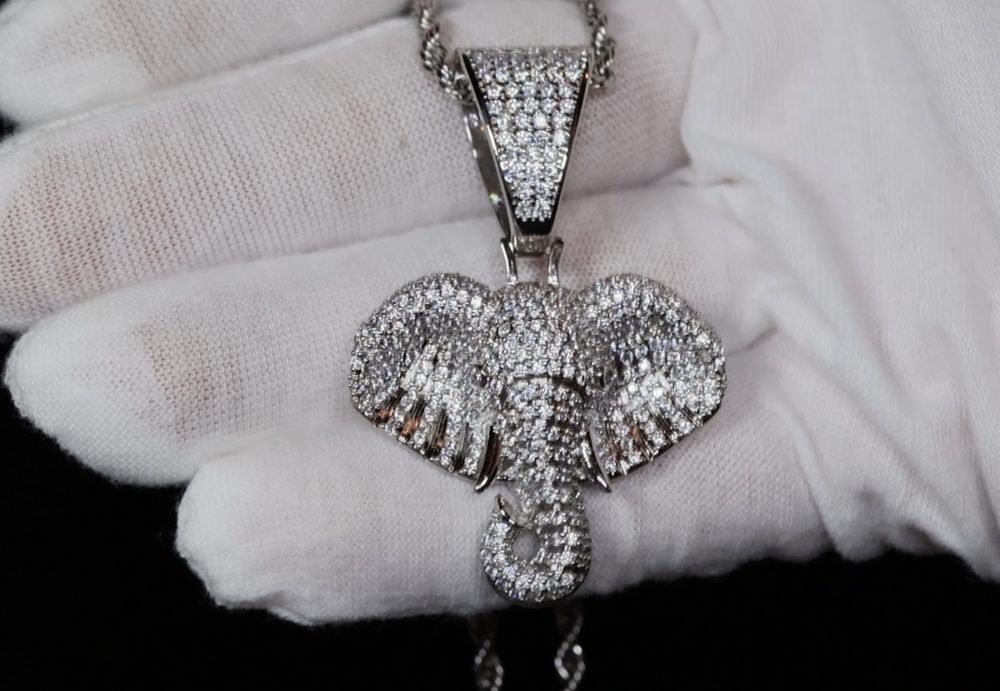 Elephant Diamond Pendant | Diamond Elephant Necklace | Elephant Head Pendant