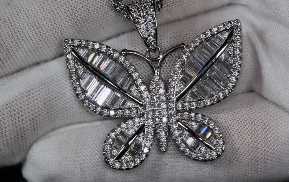 Butterfly Pendant | Diamond Butterfly Pendant | Baguette Diamond Butterfly Pendant