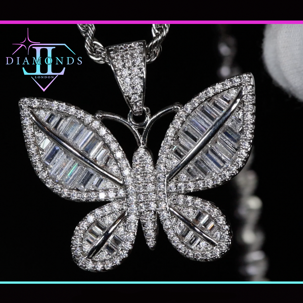 Baguette Diamond Butterfly Pendant