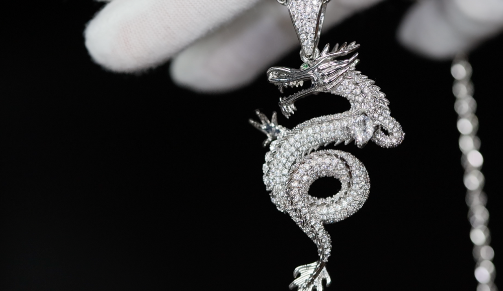 Iced Out Dragon Pendant | Dragon Pendant | Hip hop Necklace | Iced Out Pendant