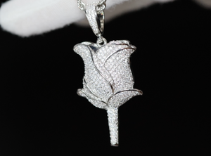 Diamond Flower Pendant | Iced Out Rose Pendant