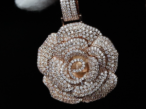 Diamond Flower Pendant | Iced Out Rose Pendant