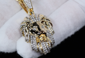 Big Iced Out Lion Pendant, Diamond lion head pendant, iced out lion pendant