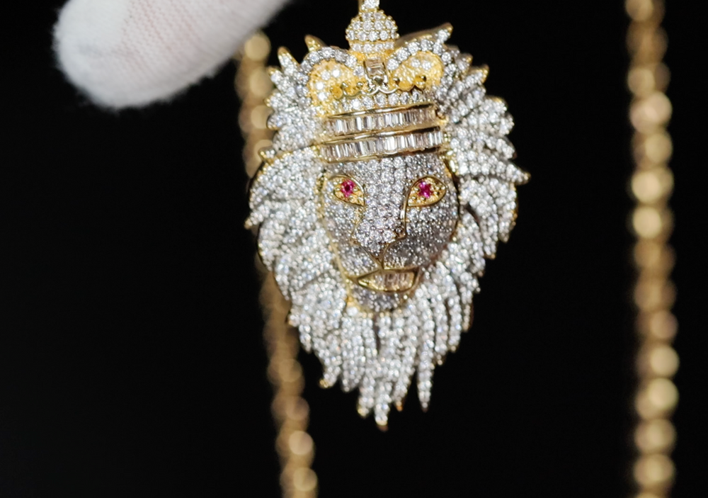 Diamond lion pendant, Iced out lion pendant, Hip hop lion pendant