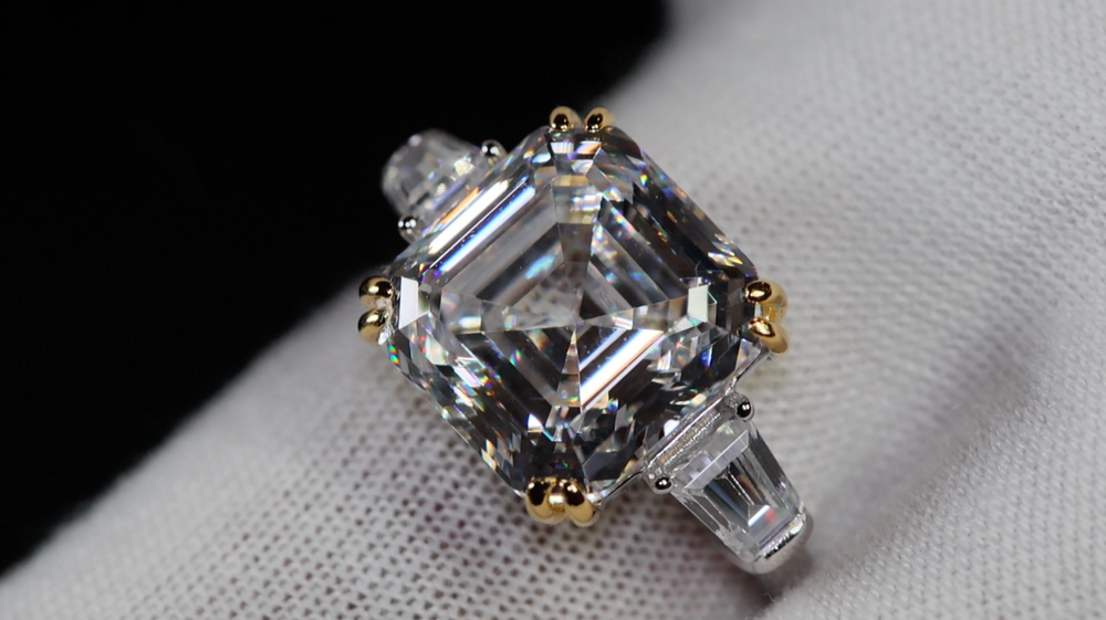 10.00ct Asscher Diamond Ring | Womens Lab Diamond Ring