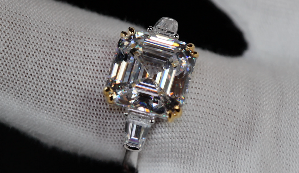 10.00ct Asscher Diamond Ring | Womens Lab Diamond Ring