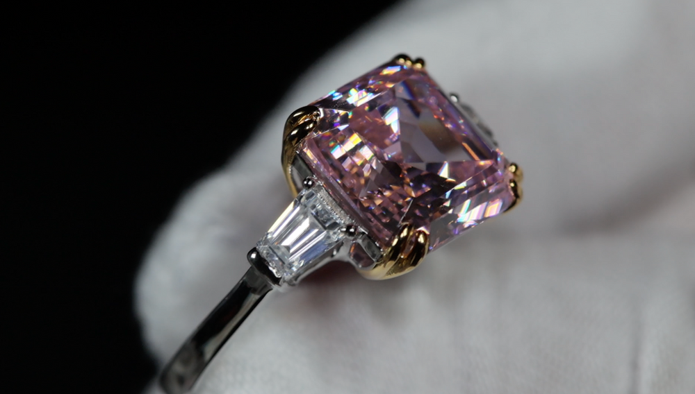 Womens Pink Lab Grown Diamond Ring 