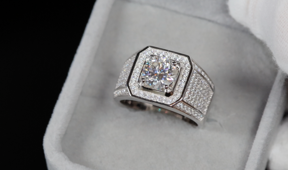 Mens Moissanite Diamond Ring