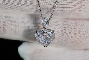 5.0 Carat Radiant Diamond Heart Pendant | Womens Silver Heart Cut Diamond Pendant