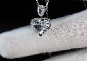 5.0 Carat Radiant Diamond Heart Pendant | Womens Silver Heart Cut Diamond Pendant