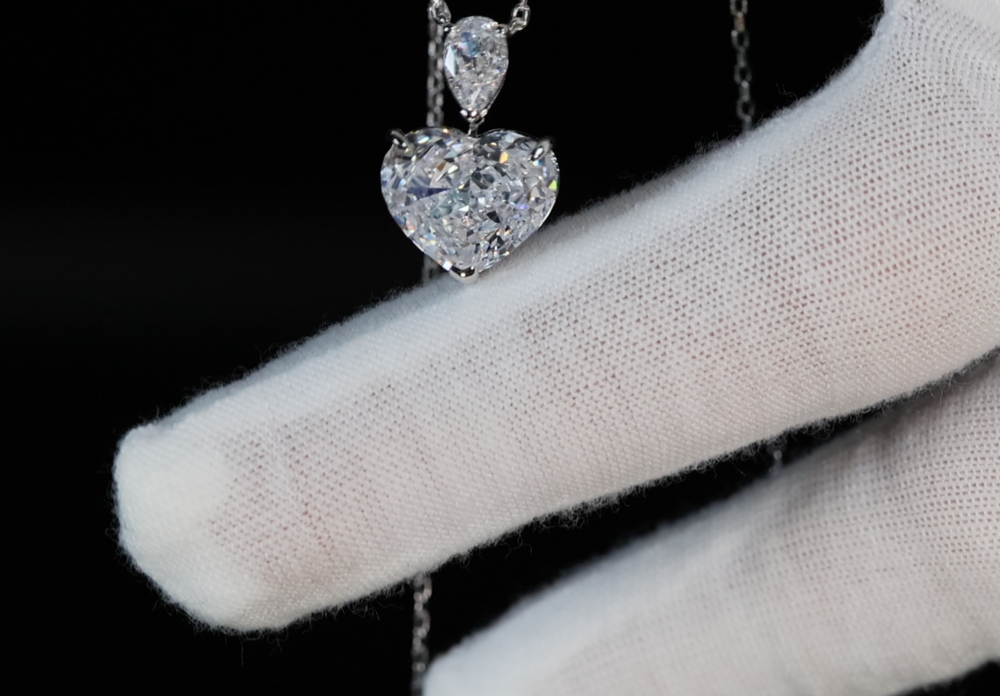 5.0 Carat Radiant Diamond Heart Pendant | Womens Silver Heart Cut Diamond Pendant