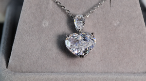 5.0 Carat Radiant Diamond Heart Pendant | Womens Silver Heart Cut Diamond Pendant