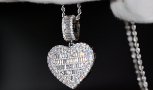 Diamond Heart Necklace | Big Diamond Heart Pendant | Diamond Heart Locket Pendant