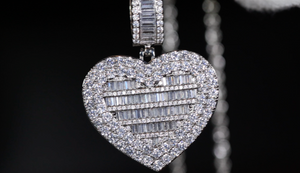 Diamond Heart Necklace | Big Diamond Heart Pendant | Diamond Heart Locket Pendant