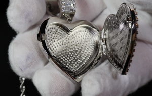 Diamond Heart Necklace | Big Diamond Heart Pendant | Diamond Heart Locket Pendant