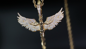 Angel Pendants | Gold Diamond Angel Pendant | Angel Necklace | Winged Goddess Pendant